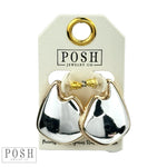 Posh Two Tone Diamond Teardrop Earring