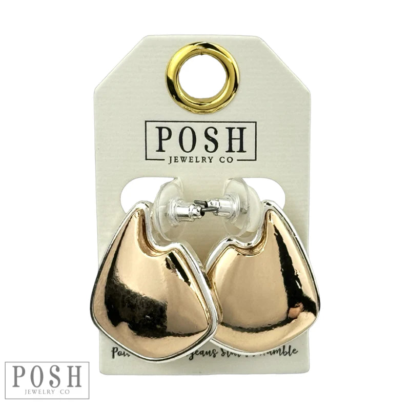 Posh Two Tone Diamond Teardrop Earring