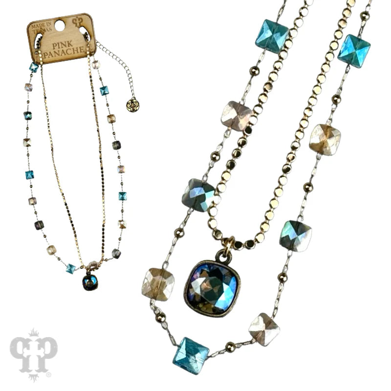 PP Faceted Square Coin Bead Necklace