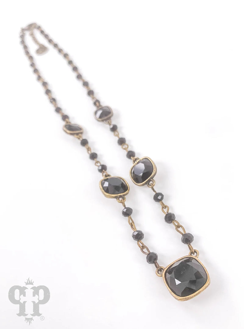 PP Black Linked Bead & Austrian Crystal Necklace