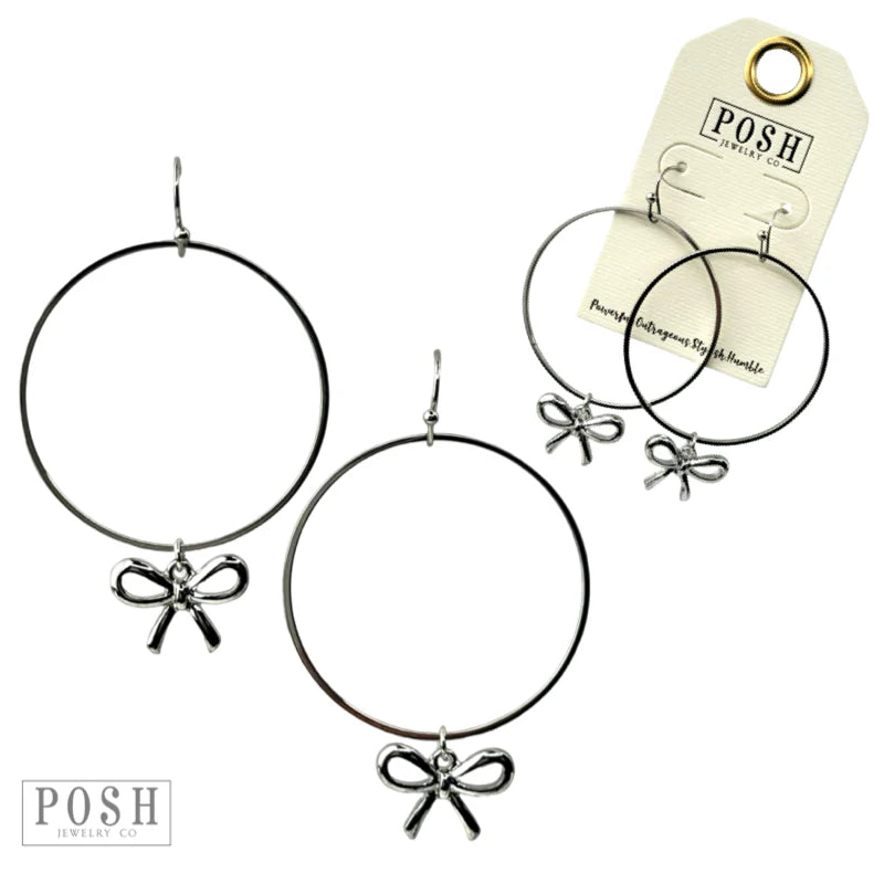 Posh Bow Charm Circle Earring