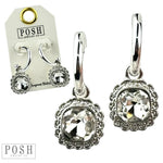 Posh Square Rhinestone Dangle Hoop Earring