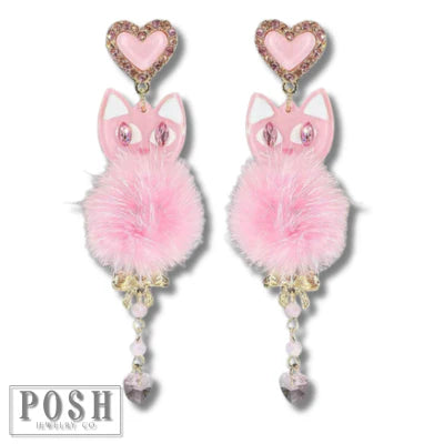 Posh Light Pink Puff Earrings