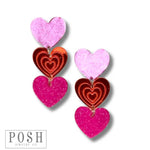 Posh Triple Heart Earrings