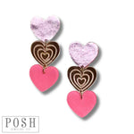 Posh Triple Heart Earrings