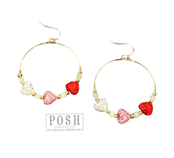 Posh Pave Heart Earrings