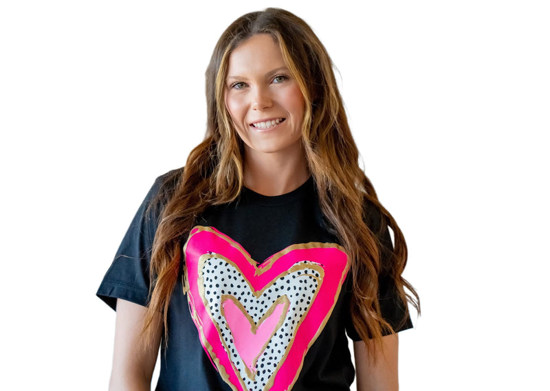 Black/White Dot Heart Tee