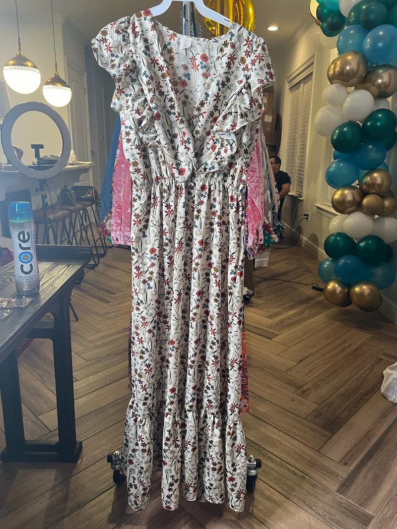 SIL Array Live Ivory Rust Floral Maxi Dress