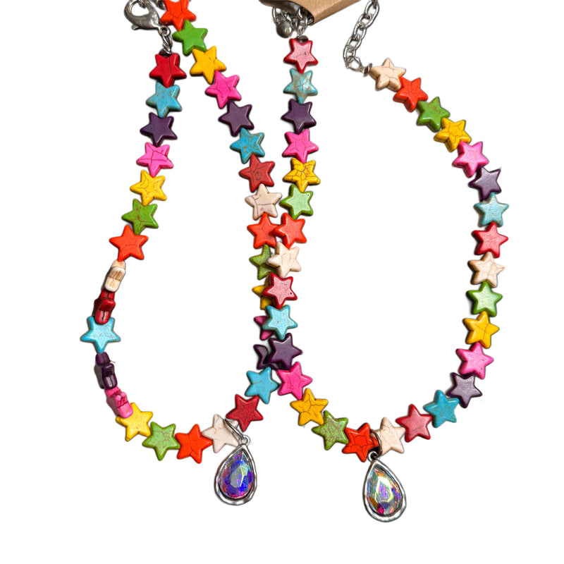 SL Multi Color Star AB Drop Necklace