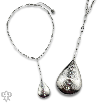 PP Large raindrop pendant necklace with Austrian crystals