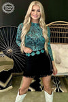 Tooled in Turquoise Mesh Top