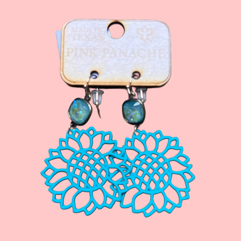 PP Turq Flower Earrings