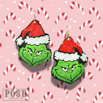 Posh Green Man Face Earrings