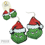 Posh Green Man Face Earrings