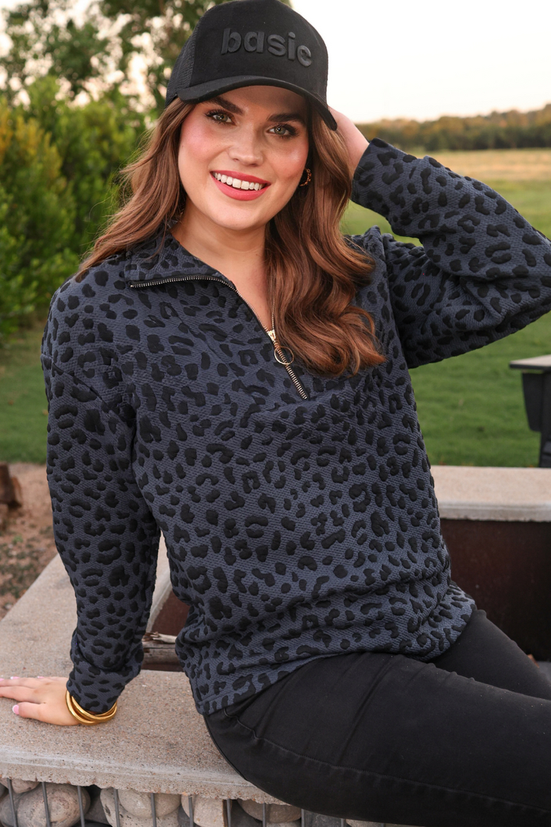 JL Array Live Landon Leopard Quarter Zip-Navy