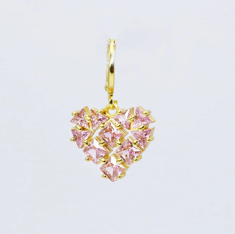 TJ Pink Gem Heart Charm CH-349