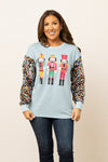 SG Array Live Nutcrackers on Blue Sweatshirt with Sequin Sleeves