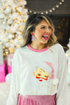 SG Array Live Santa Clause White Sweatshirt with Sequin Sleeves