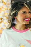 SG Array Live Silver and Pink Christmas Tree Earrings