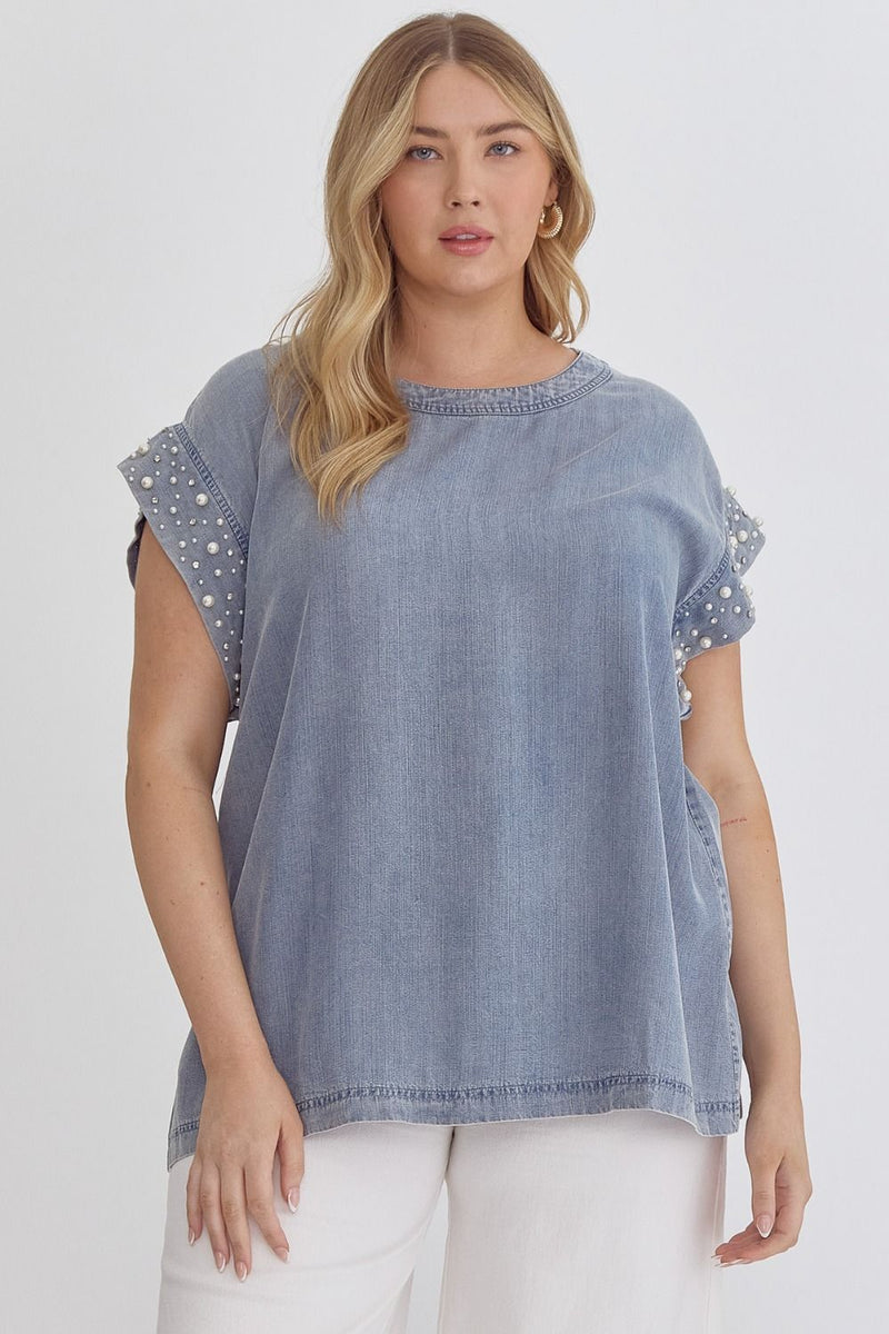 Denim Nights Pearl Top