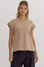 Braided Perfection Basic Top-Taupe