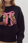 Cowboy Boot with Bow Sweater