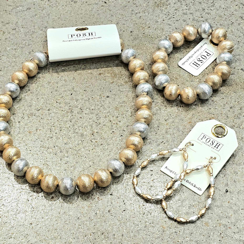 POSH Silver Gold Beaded Set