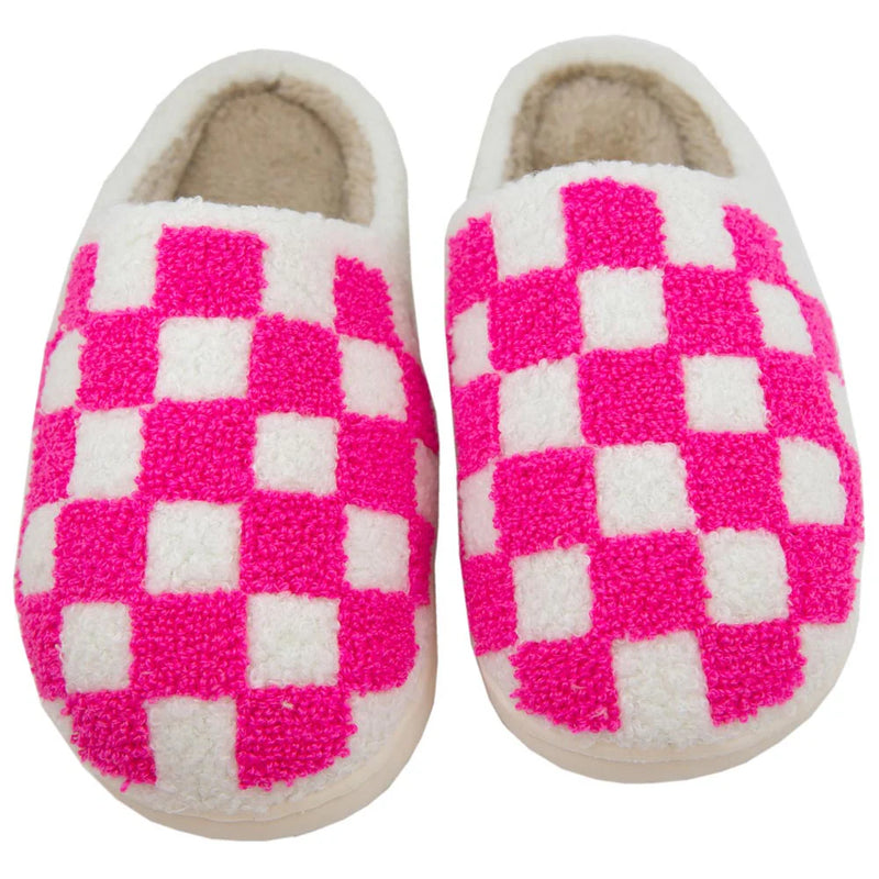 Katydid Array Live Hot Pink Checkered Slippers