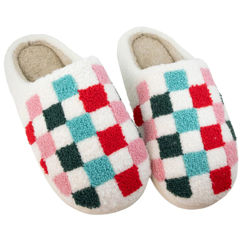 Katydid Array Live Christmas Checkered Slippers